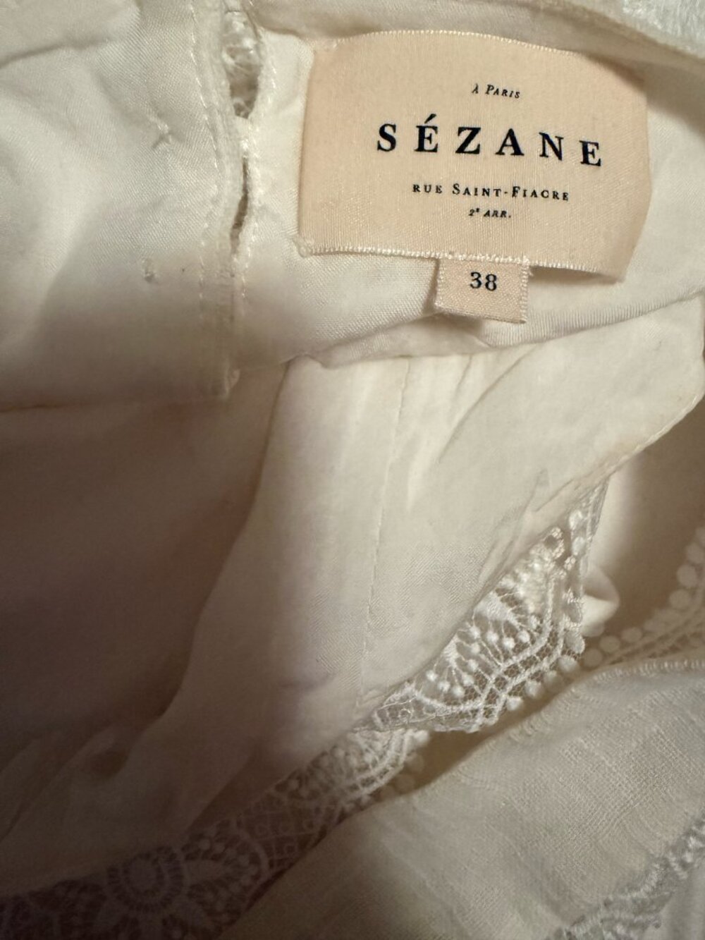Sezane Backless Mini Dress -  Robe Naidé- White - Size 38 (US 6) - Picture 5 of 15